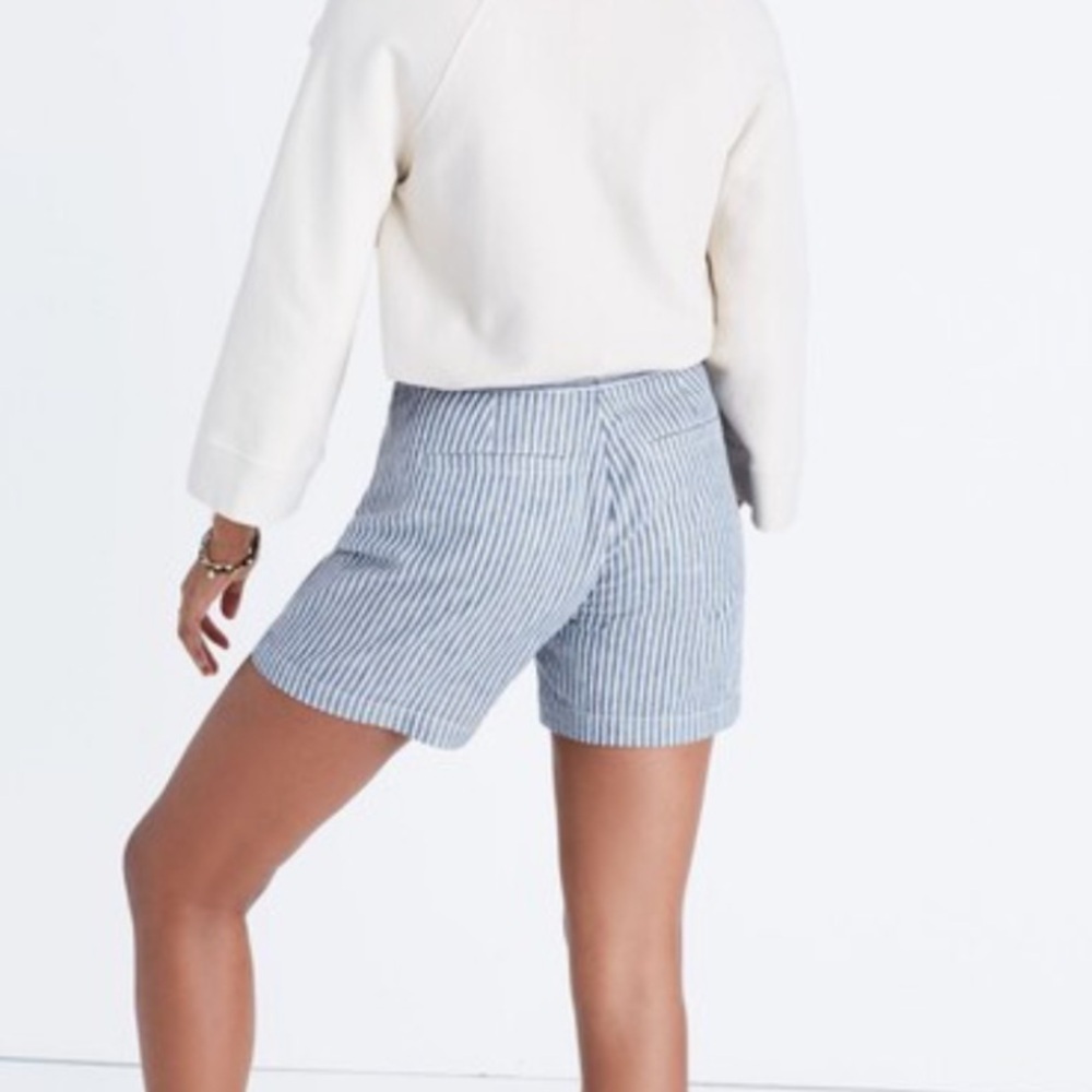 Madewell Striped Lace-Up Linen Shorts Size: 4 Erie Stripe Nostalgia Blue - Picture 5 of 11